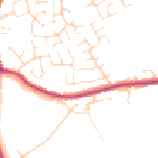 Daytime road noise heatmap for DE55 1HG