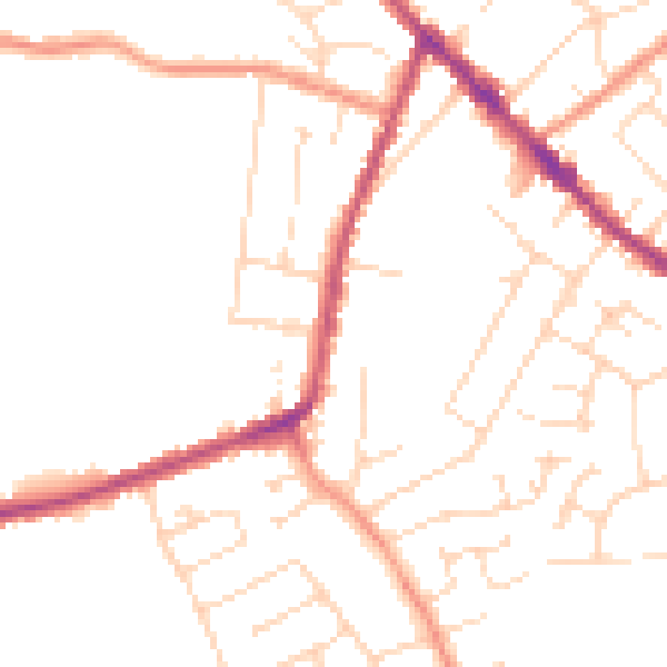 Daytime road noise heatmap for DE55 1LA