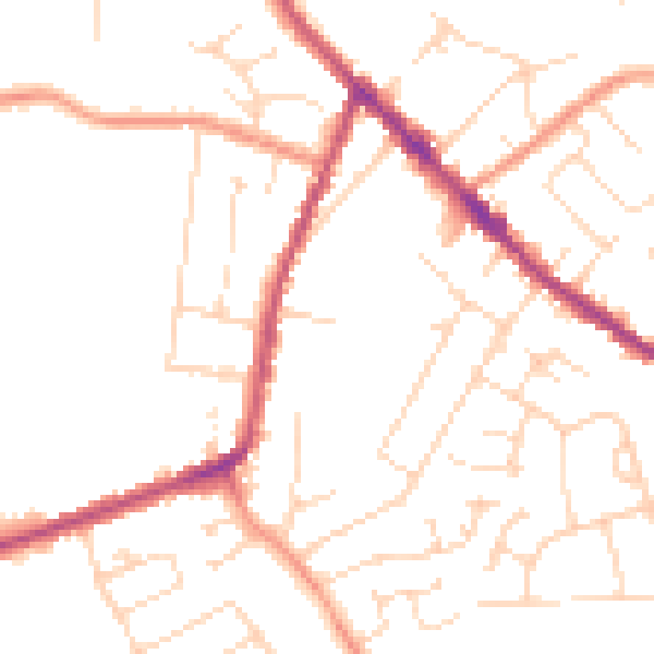 Daytime road noise heatmap for DE55 1LB