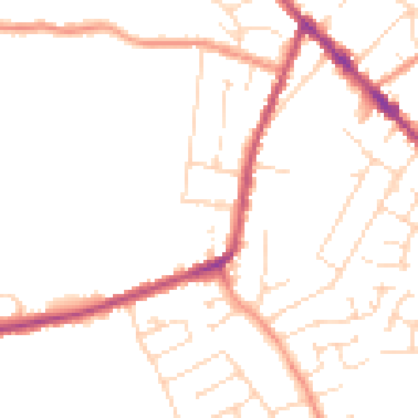 Daytime road noise heatmap for DE55 1LD