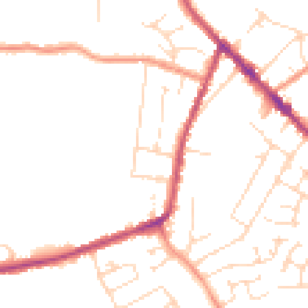 Daytime road noise heatmap for DE55 1LE