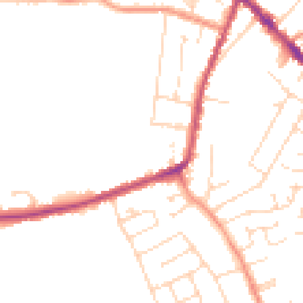 Daytime road noise heatmap for DE55 1LG