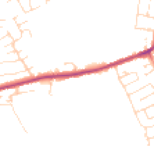 Daytime road noise heatmap for DE55 1LN