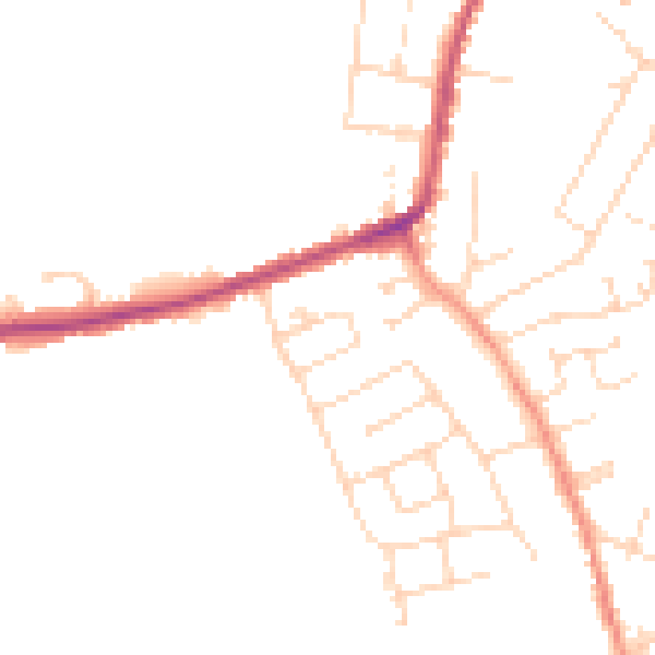 Daytime road noise heatmap for DE55 1LR