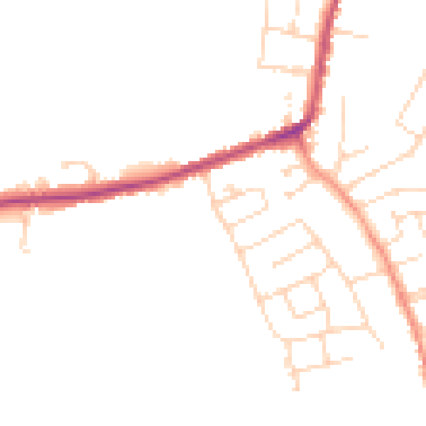 Daytime road noise heatmap for DE55 1LS
