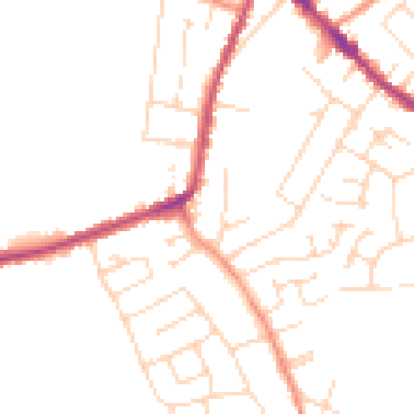 Daytime road noise heatmap for DE55 1LX