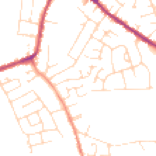Daytime road noise heatmap for DE55 1LY