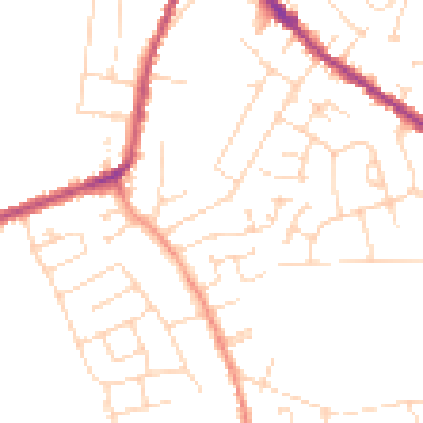 Daytime road noise heatmap for DE55 1LZ
