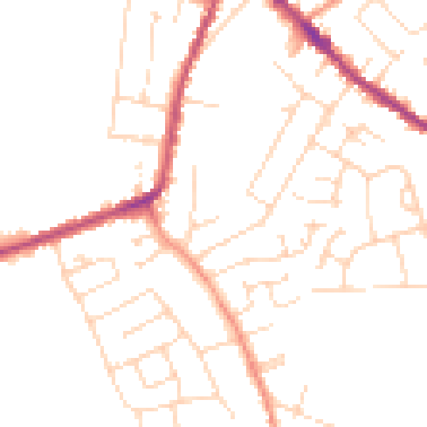 Daytime road noise heatmap for DE55 1NA