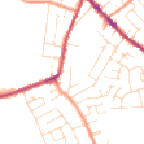Daytime road noise heatmap for DE55 1NB