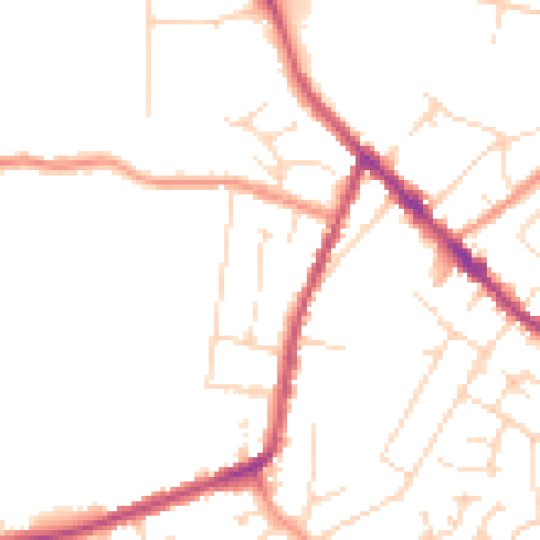Daytime road noise heatmap for DE55 1ND