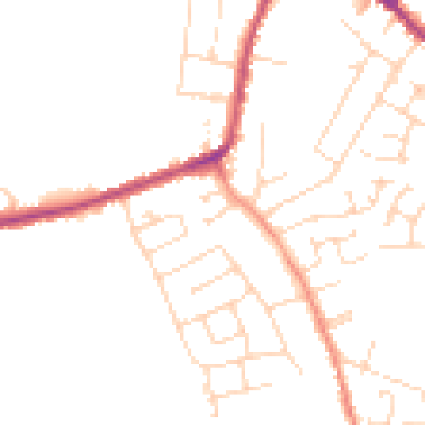 Daytime road noise heatmap for DE55 1NE