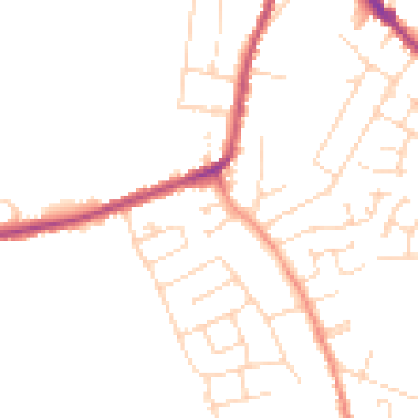 Daytime road noise heatmap for DE55 1NF