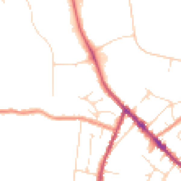Daytime road noise heatmap for DE55 1SF