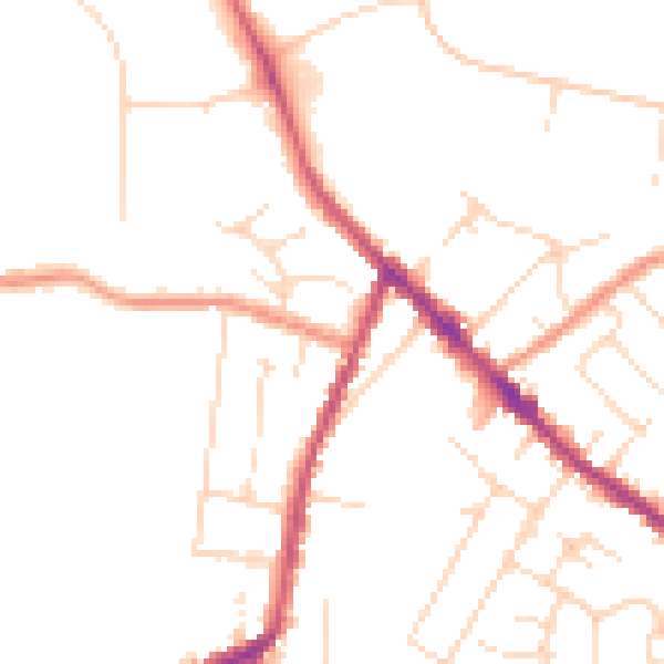 Daytime road noise heatmap for DE55 1SH