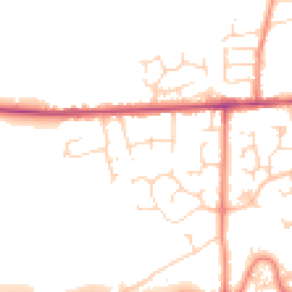 Daytime road noise heatmap for DE55 2AX