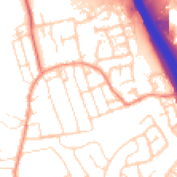 Daytime road noise heatmap for DE55 2DB
