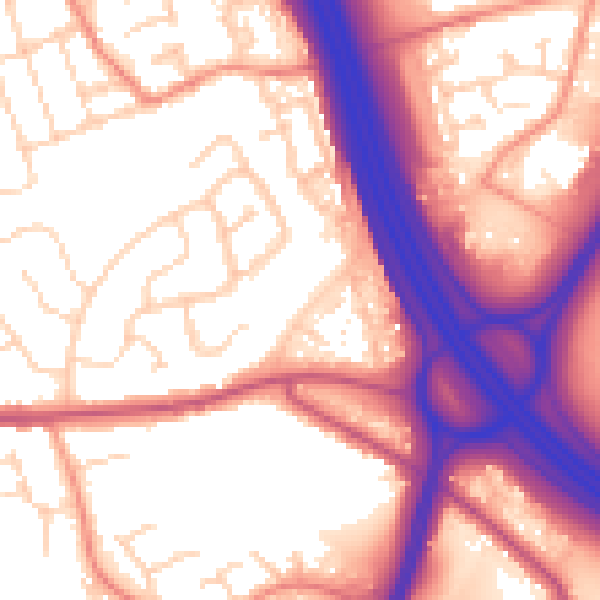 Daytime road noise heatmap for DE55 2DX