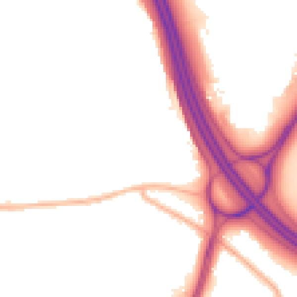 Night-time road noise heatmap for DE55 2DX