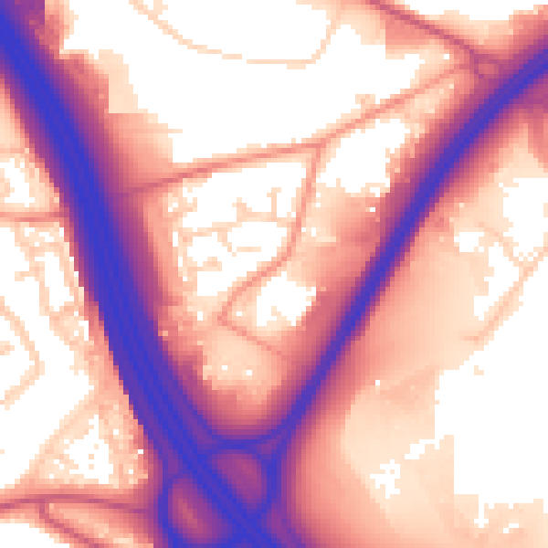 Daytime road noise heatmap for DE55 2DY