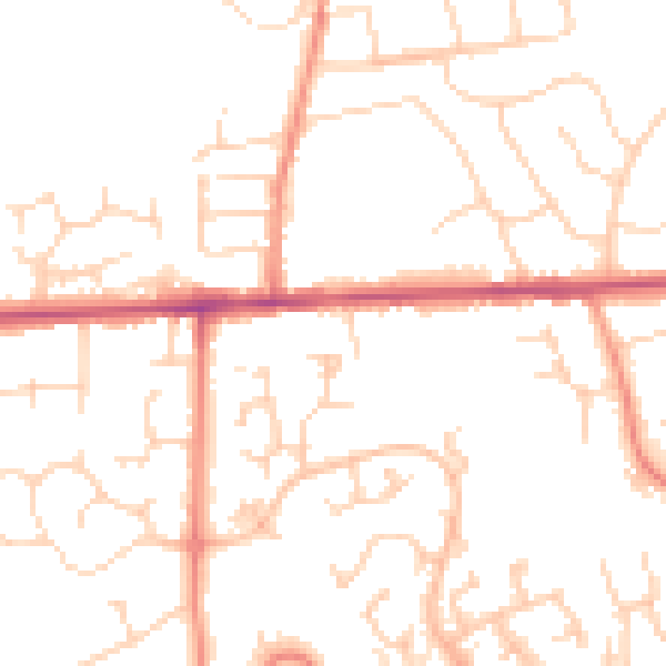 Daytime road noise heatmap for DE55 2FP