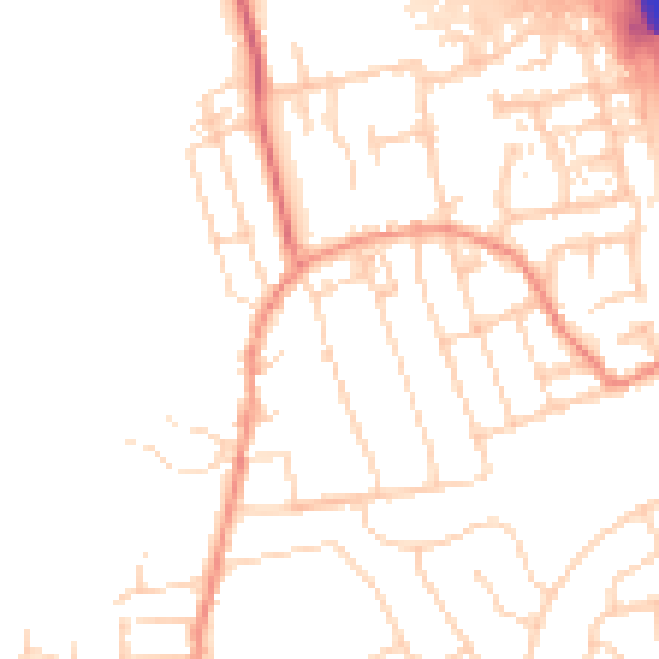 Daytime road noise heatmap for DE55 2HE