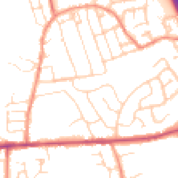 Daytime road noise heatmap for DE55 2HG