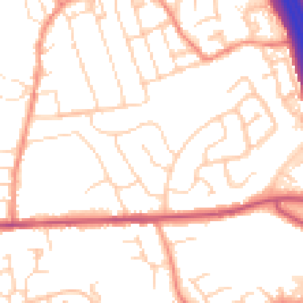 Daytime road noise heatmap for DE55 2HT