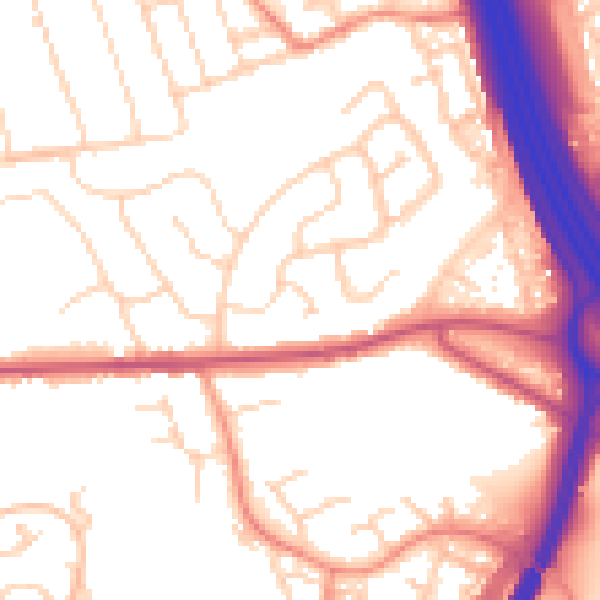 Daytime road noise heatmap for DE55 2HY