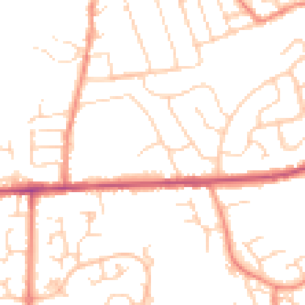 Daytime road noise heatmap for DE55 2JN