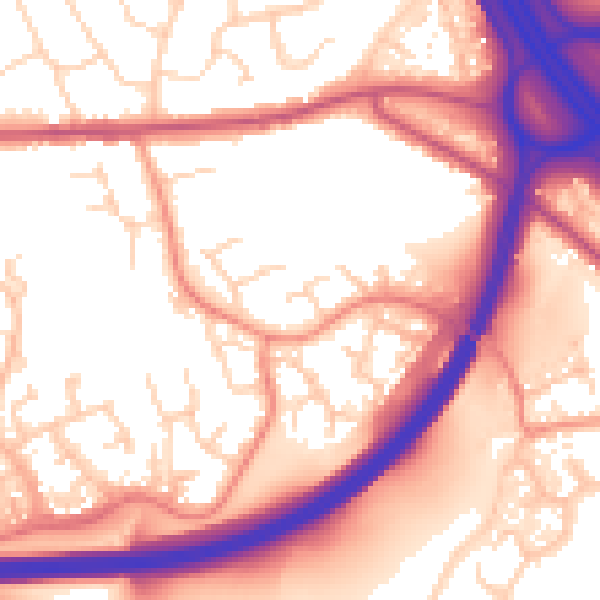 Daytime road noise heatmap for DE55 3AD
