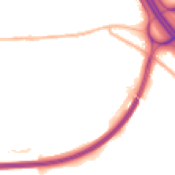 Night-time road noise heatmap for DE55 3AD