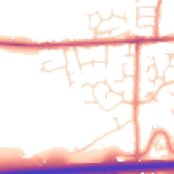 Daytime road noise heatmap for DE55 3AS