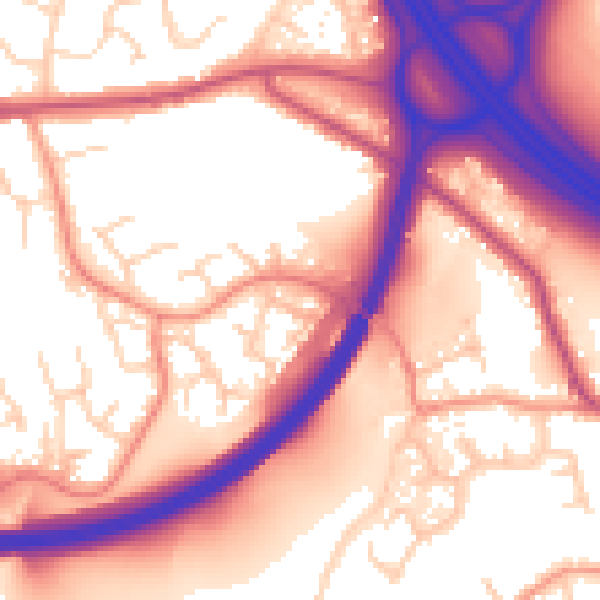 Daytime road noise heatmap for DE55 3AW