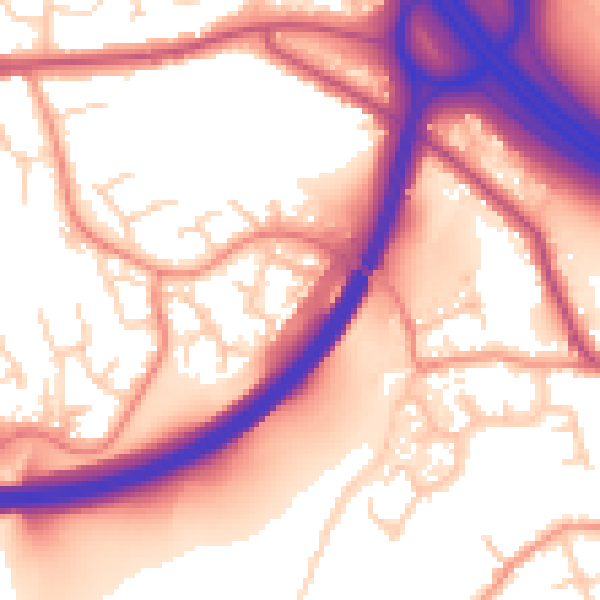 Daytime road noise heatmap for DE55 3AX