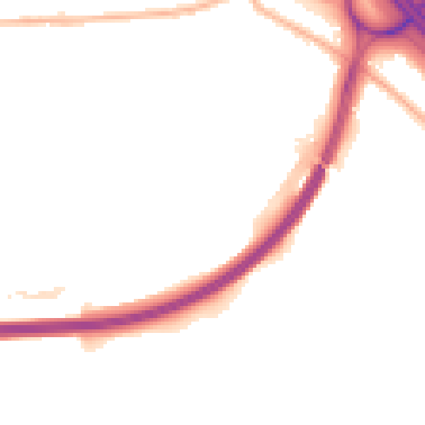 Night-time road noise heatmap for DE55 3BQ