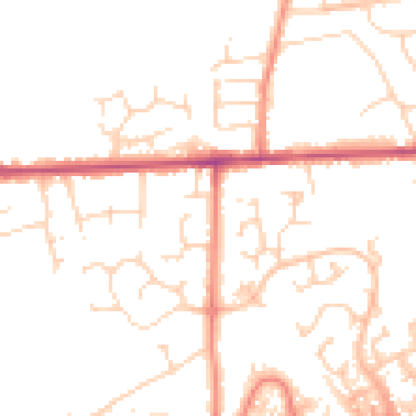 Daytime road noise heatmap for DE55 3DA