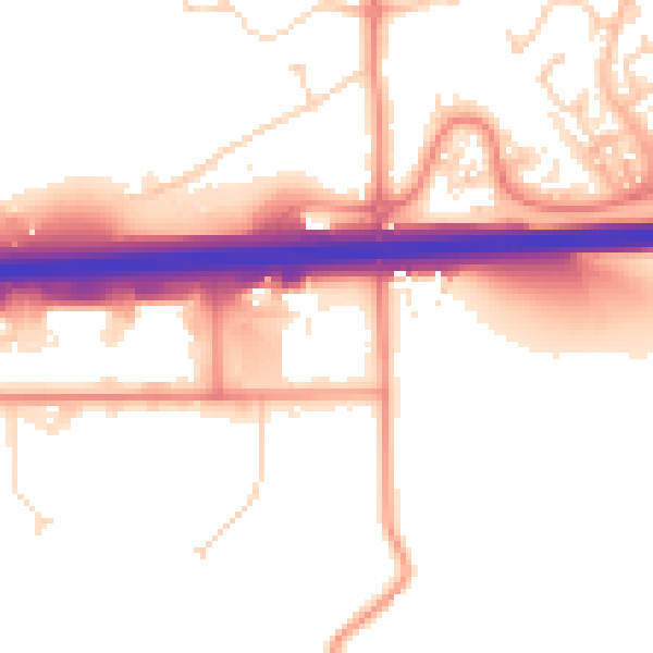 Daytime road noise heatmap for DE55 3DE
