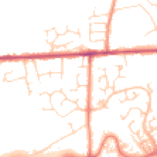 Daytime road noise heatmap for DE55 3DH