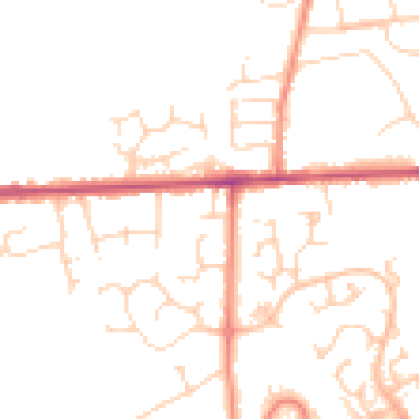 Daytime road noise heatmap for DE55 3EL