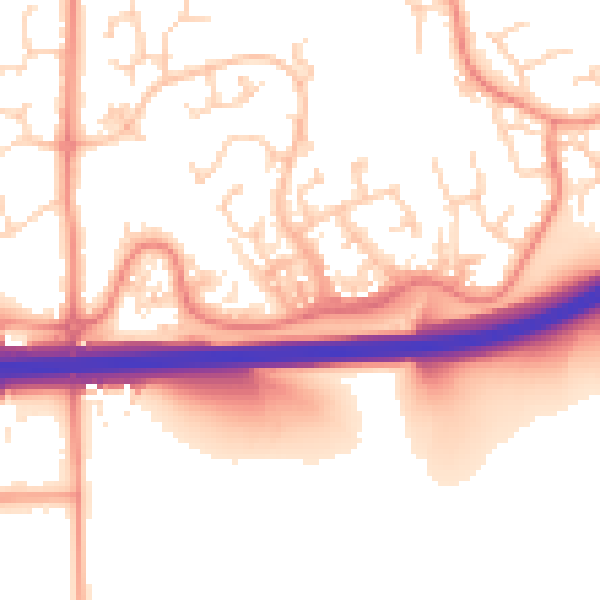 Daytime road noise heatmap for DE55 3LE