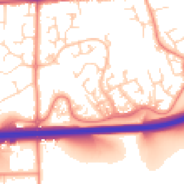 Daytime road noise heatmap for DE55 3LR