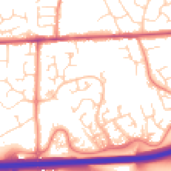 Daytime road noise heatmap for DE55 3NN