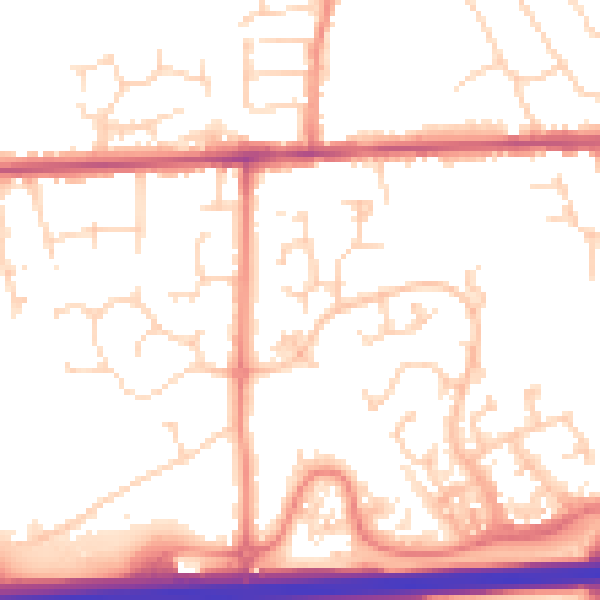 Daytime road noise heatmap for DE55 3NQ