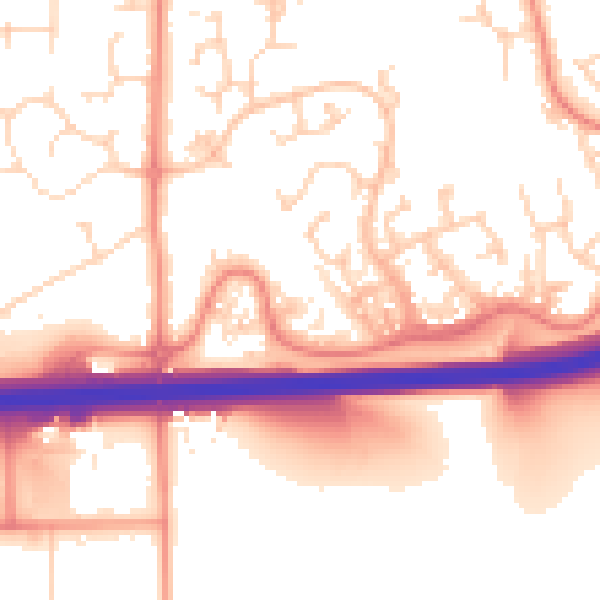 Daytime road noise heatmap for DE55 3NT