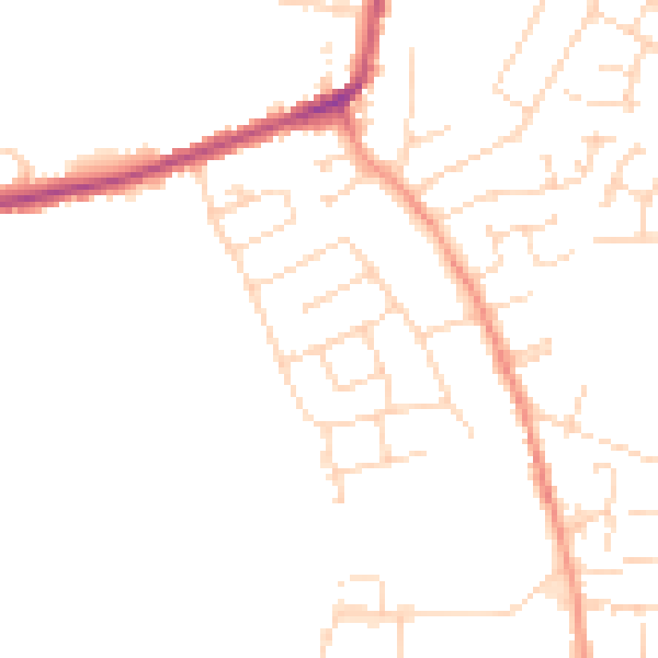 Daytime road noise heatmap for DE55 4AG