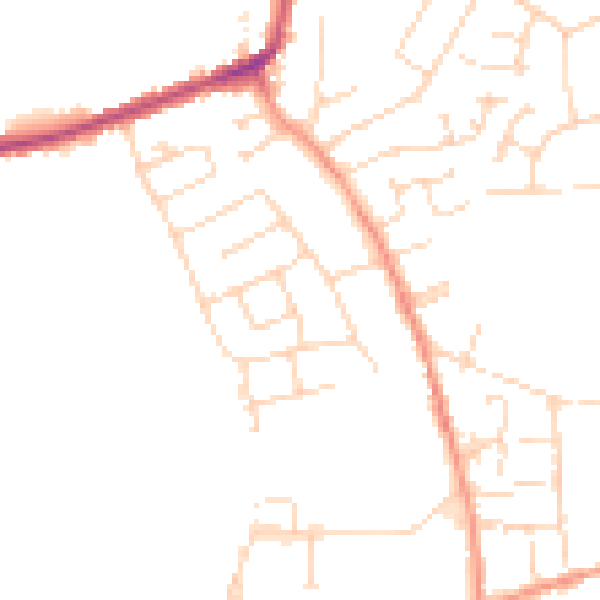 Daytime road noise heatmap for DE55 4AJ
