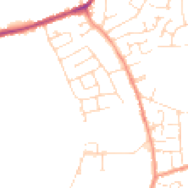 Daytime road noise heatmap for DE55 4AN