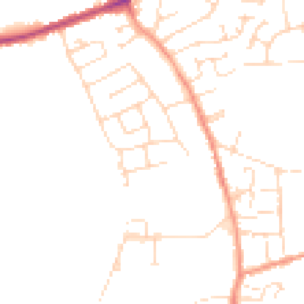 Daytime road noise heatmap for DE55 4AQ