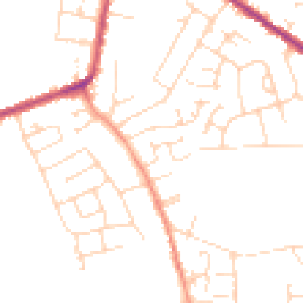 Daytime road noise heatmap for DE55 4DJ